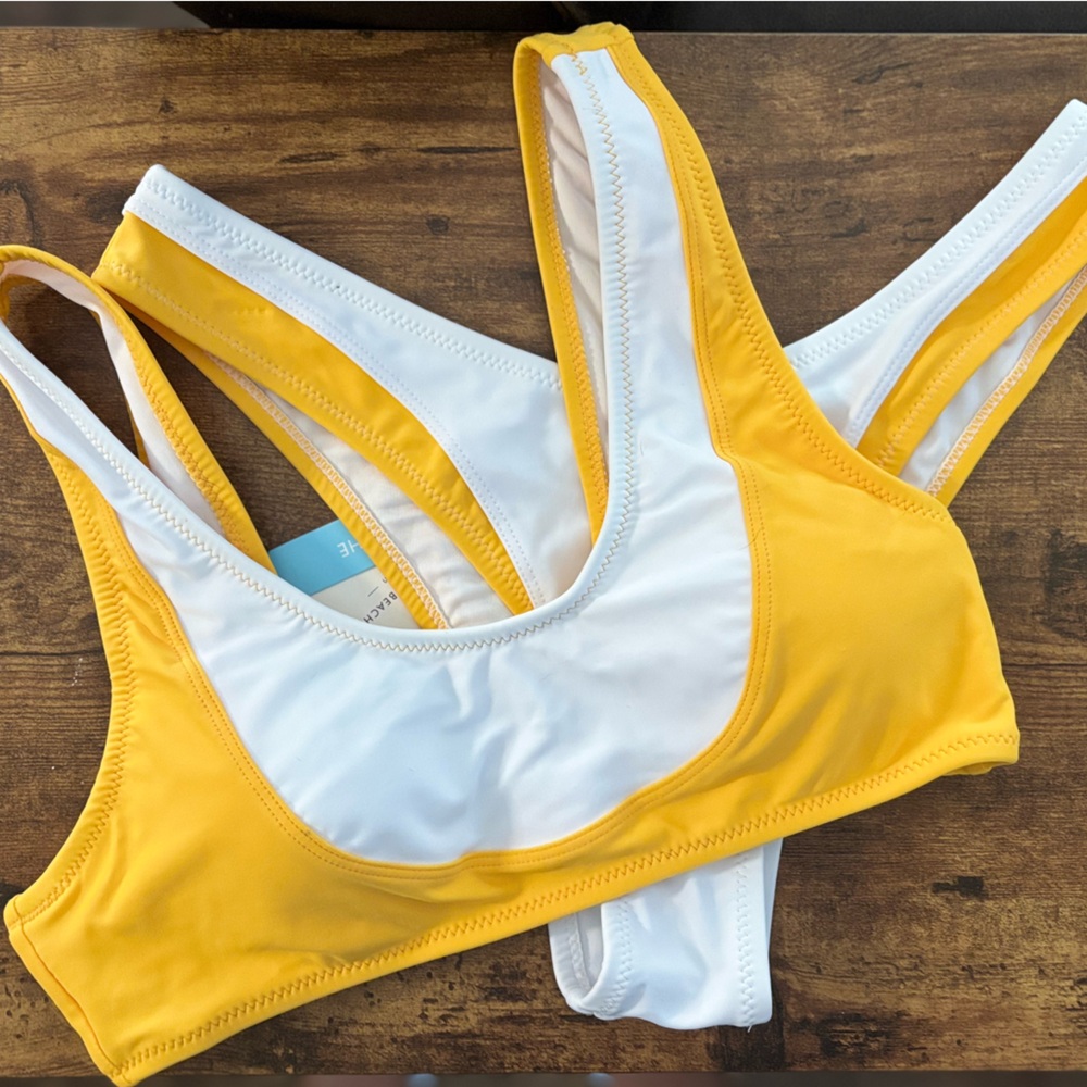 Cupshe Yellow and White Bikini Set